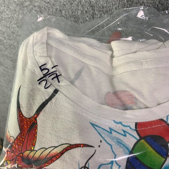 Vintage ED HARDY Y2K Bird Rose Tattoo‎ Graphic Short Sleeve Tee Size M - Picture 7 of 7